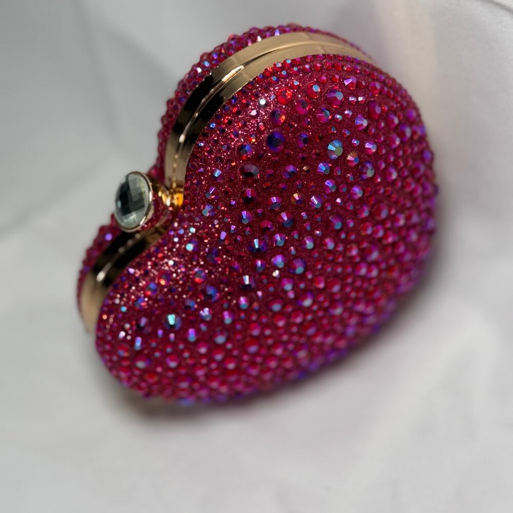 RAMLA Pink Heart Clutch with handle and Chain MSRP $270